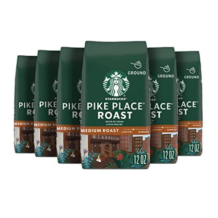 Starbucks Ground Coffeeâ€”Medium Roast Coffeeâ€”Pike Place Roastâ€”100% Arabicaâ€”6 Bags (12 Oz Each)