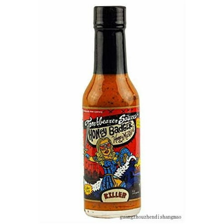 Honey Badger Hot Sauce  5 Fl Oz  Heat Level: 9 - Killer - All Natural  Vegan  Extract-free  Made in Usa and Featured on Hot Ones