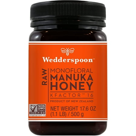 Wedderspoon Raw Premium Manuka Honey  KFactor 16  17.6 Oz  Unpasteurized  Genuine New Zealand Honey  Traceable from Our Hives to Your Home