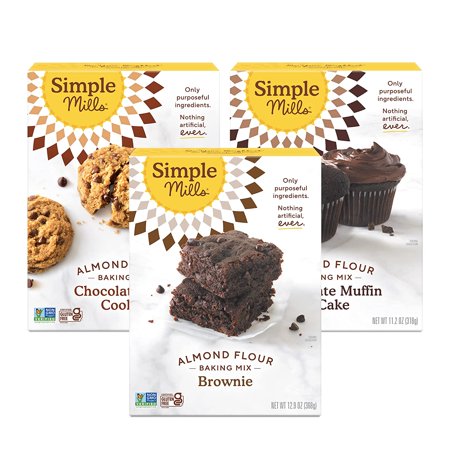 Simple Mills Almond Flour Baking Mix Variety Pack (Chocolate Muffin & Cake  Chocolate Chip Cookie  Brownie) - Gluten Free  Plant Based  (Pack of 3)