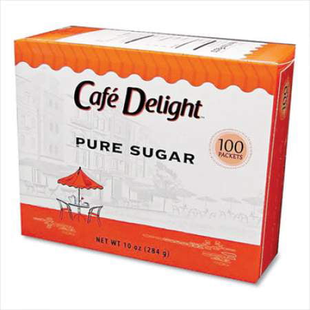 2Pc Cafe Delight Pure Sugar Packets  0.10 Oz Packet  100 Packets/Box (23310)
