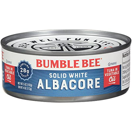 Bumble Bee Solid White Albacore Tuna in Oil  5 Oz Can - Wild Caught Tuna - 28g Protein per Serving - Non-GMO Project Verified  Gluten Free  Kosher - G