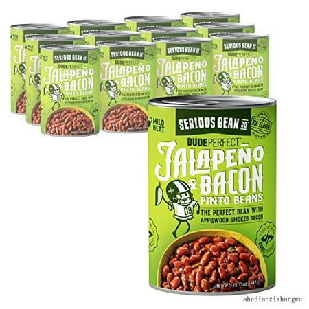 SERIOUS Bean Co Dude Perfect Jalapeño & Bacon Pinto Beans – Spicy & Delicious Texas Style Pinto Beans Ready to Eat - Made with Real Jalapeños & Ap