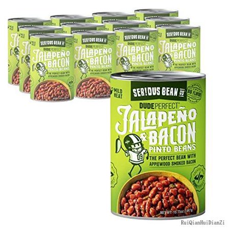 SERIOUS Bean Co Dude Perfect Jalapeño & Bacon Pinto Beans – Spicy & Delicious Texas Style Pinto Beans Ready to Eat - Made with Real Jalapeños & Ap