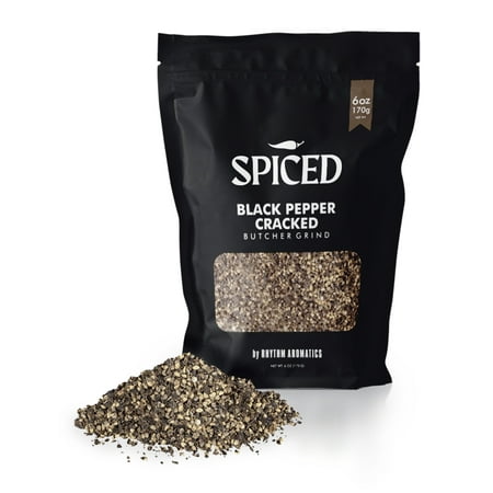 SPICED Coarse Ground Black Pepper  8oz of Butcher Grind Cracked Pepper in Closable Bag for Everyday Cooking  Seasoning and Sauces