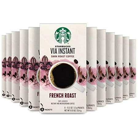 Starbucks Via Instant Coffee—Dark Roast Coffee—French Roast—100% Arabica—12 Boxes (96 Packets)