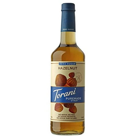 Torani Puremade Syrup  Zero Sugar Hazelnut Flavor  Glass Bottle  Natural Flavors  25.4 Fl. Oz.  750 ML
