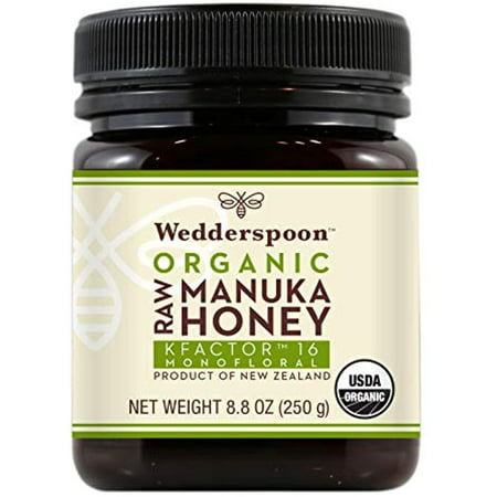 Wedderspoon Raw Organic Manuka Honey Kfactor 16+ Unpasteurized  Genuine New Zealand Honey  Multi-Functional  Non-Gmo Superfood  Organic Kfactor  8.8 O