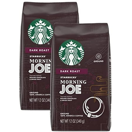 Starbucks Morning Joe Coffee  Dark Roast Ground Coffee  100% Ground Arabica Coffee  Flavorlock Packaging for Fresh Flavor  12-Ounce Bag (Pack of 2 Bag
