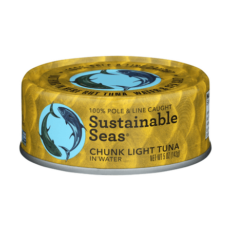 Sustainable Seas 100% Pole and Line Caught Chunk Light Tuna in Water  5 Oz [Pack of 12]