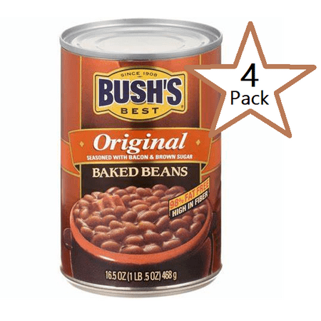 Bush S Original Baked Beans  Bacon and Brown Sugar  Canned Beans  16.5 Oz - 4 Pack