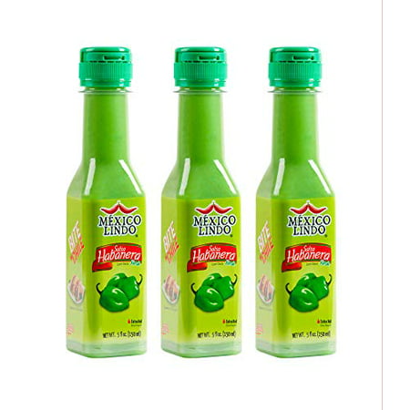 Mexico Lindo Habanero Hot Sauce Green  5 Fl Oz (Pack of 3)
