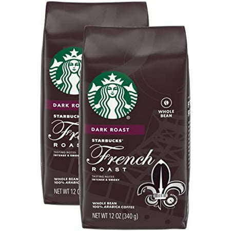 Starbucks French Roast  Dark Roast Coffee - Whole Bean  100% Arabica Coffee - 12 Oz (Pack of 2)