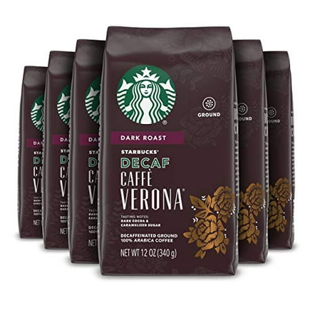 Starbucks Ground Coffee--Dark Roast Coffee--Decaf Caffe Verona--100% Arabica--6 Bags (12 Oz Each)