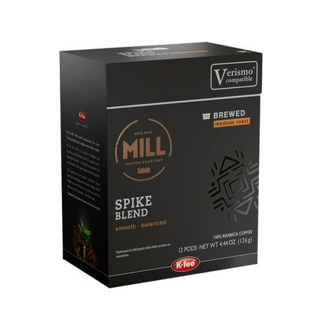 Mr and Mrs Mill Brewed Spike Blend Coffee K-fee® & Starbucks® Verismo* Compatible | 72 Count (6 Boxes X 12 Pods) | Medium Roast Single Serve Coffee 