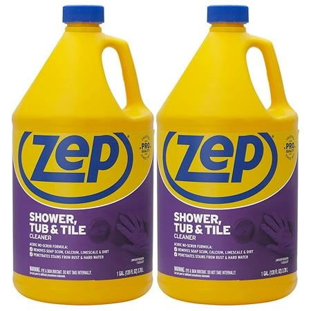 Zep Shower  Tub & Tile Cleaner - 128 Oz. (Case of 2) ZUSTT1282 - Eliminates Soapscum  Limescale & Grime  Penetrates Hard Water Stains