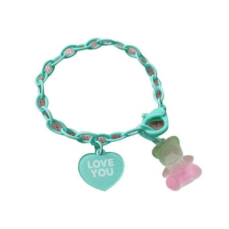 HOTYA Valentine S Day Gift Colorful Cute Cartoon Gummy Bear Pendant Bracelet Resin Chain Bracelets for Girls Women Daughter
