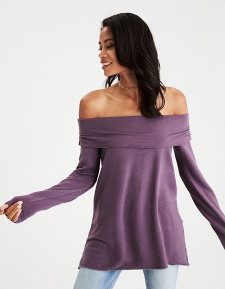 Ae Soft & Sexy Off-the-shoulder Foldover Top