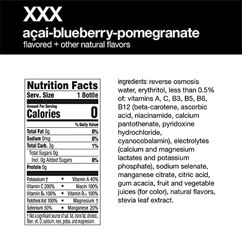 Vitamin Water ZERO Sugar - XXX Acai-Blueberry-Pomegranate | 20 Fl Oz Bottles, Nutrient Enhanced Flavored Water W/ Vitamins, Antioxidants, Electrolytes thumbnail