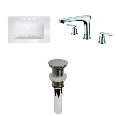 American Imaginations 24.25-in. W 3H8-in. Ceramic Top Set in White Color - Drain Incl._AI-32556