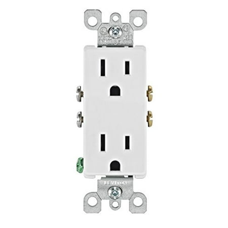 Leviton 5325-WMP 15 Amp  125 Volt  Decora Duplex Receptacle  Residential Grade  Grounding  10-Pack  White