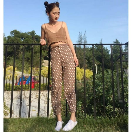 Women Cami Top V-Neck Knitted Backless Slim Sling Crop Tops Knitted Hook Stripe Hollow Out Irregular Crop Tops Korean Versatile Crochet Vest