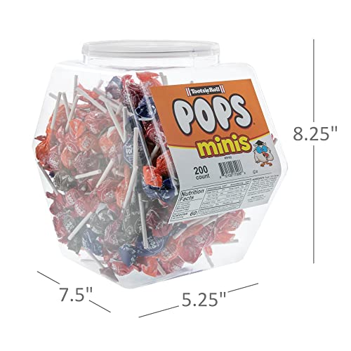 Tootsie Pop Minis Pops Mini Lollipops Variety - 200 Assorted Flavored Suckers Filled with Rolls Bulk Candy Individually Wrapped in Reusable Plastic Tu thumbnail