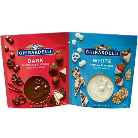 Ghirardelli Melting Wafers Variety Pack with Ghirardelli White Chocolate Melting Wafers and Ghirardelli Dark Chocolate Melting Wafers. One Stop Shoppi