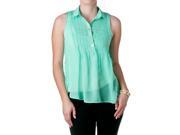 Timing by Riverberry Juniors Collared Lace Back Top, Mint, Size Small