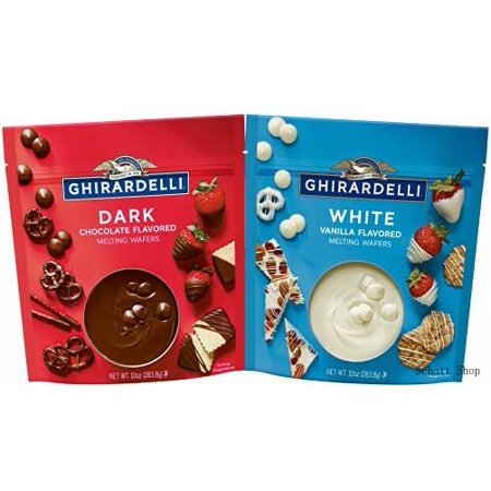 Ghirardelli Melting Wafers Variety Pack with Ghirardelli White Chocolate Melting Wafers and Ghirardelli Dark Chocolate Melting Wafers. One Stop Shoppi