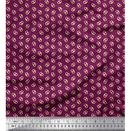 Soimoi Cotton Jersey Fabric Dot & Pretzels Food Print Fabric by Yard 58 Inch Wide
