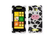 Htc Windows Phone 8x Zenith 6990 Hard Case Cover - Moo Moo Cow with Full Rhinestones
