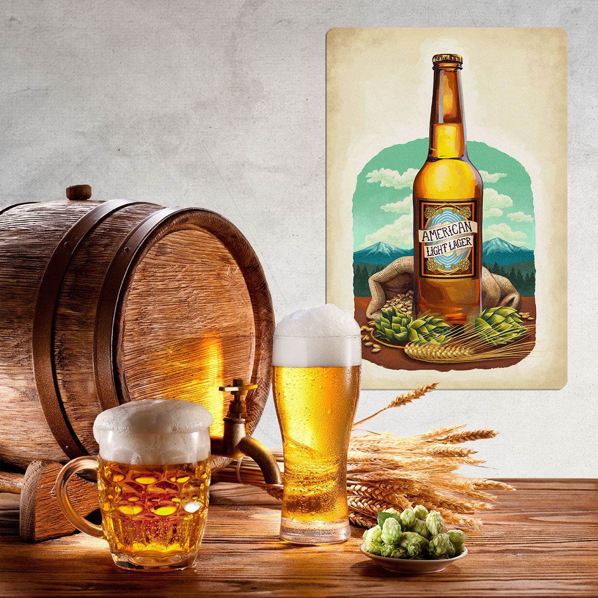 Beer American Light Lager Bar Wall Decal