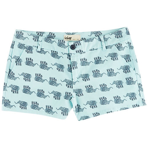 Be Bop Juniors Tribal Elephant Print Shorts-1,mint Green/navy Blue