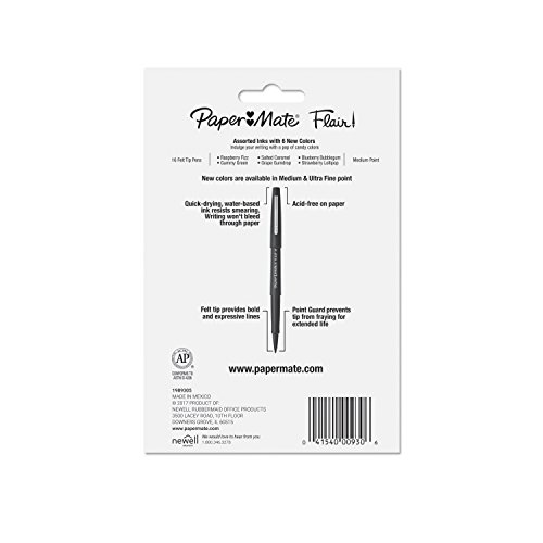 Paper Mate Flair Felt Tip Pens, Medium Point Limited Edition Candy Pop Pack, 0.7mm, Pack of 16 (1979423) thumbnail