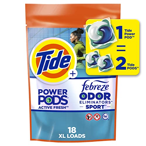 Tide Power PODS with Febreze Laundry Detergent Packs  Sport Odor Defense  18 Count