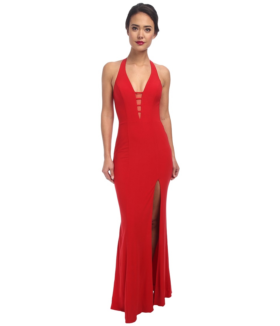 Faviana - V-neck Chiffon Dress 7540 (red) Women's Dress