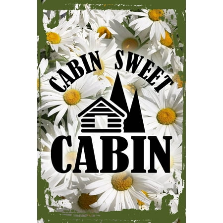 Daisy Flower Flat Canvas Wall Art Print Cabin Sweet Cabin Tree Silhouette Love up North Lake Nature Hanging Wall Sign Large 16 X 12 Inch Decor Funny G