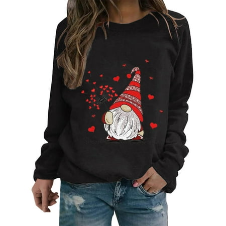 GWAABD Womens Long Sweatshirts for Leggings Womens Daily Print O Neck Sweatshirt Round Neck Fit Pullover Tops Casual Long Sleeve Workout Shirts Loose 