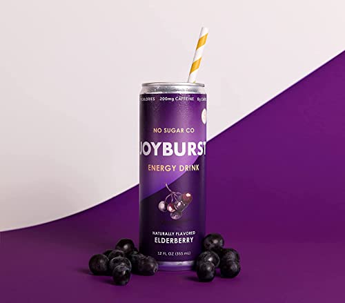 No Sugar Joyburst Energy Drink, Elderberry, 0 Calorie, 0 Sugar, Sugar Free Energy Drink with Natural Caffeine, Hint of Sweetness and Refreshing Sparkl thumbnail