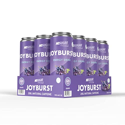 No Sugar Joyburst Energy Drink, Grape, 0 Calorie, 0 Sugar, Sugar Free Energy Drink with Natural Caffeine, Hint of Sweetness and Refreshing Sparkling W