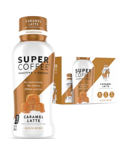 Super Coffee, Iced Keto Coffee (0g Added Sugar, 10g Protein, 70 Calories) [Caramel Latte] 12 Fl Oz, 6 Pack | Iced Coffee, Protein Coffee, Coffee Drink