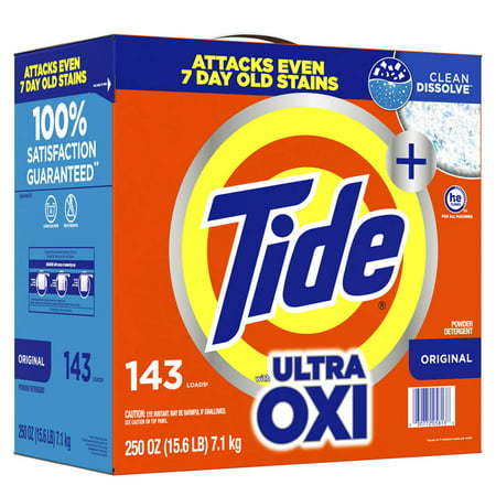 Tide HE Ultra Oxi Powder Laundry Detergent  Original  143 Loads  250 Oz