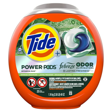 Tide, Power Pods Laundry Detergent with Febreze Odor Eliminators, 25 Count (Case of 4)