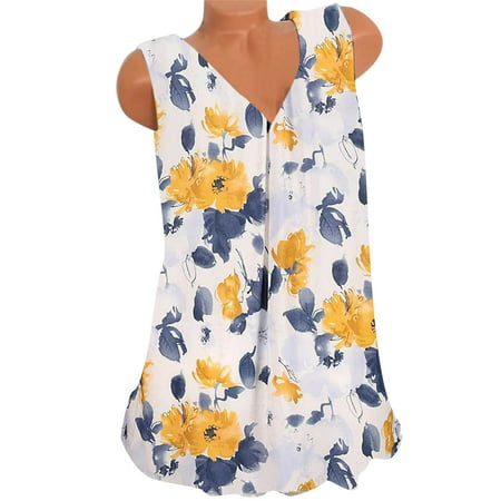 GWAABD Womens Deep V Neck Halter Crop Cami Top Womens Summer Tops Loose Floral Print Tunic Tops Casual V Neck Short Sleeve Shirts Comfy Sleeveless Tan