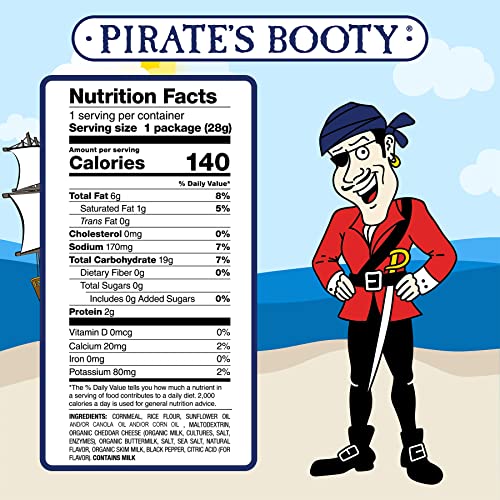 Pirate's Booty Aged White Cheddar Cheese Puffs, Gluten Free, Kids Snacks for Lunch Box, Healthy Kids Snacks, 1oz Individual Size Snack Bags (30 Count) thumbnail