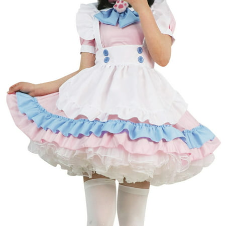 PhoneSoap Women S Fashion Maid Outfit Cute Maid Outfit Dress Set Mini Dress a-Line Sun Dress