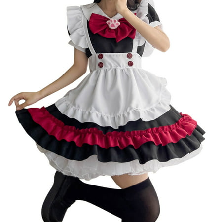 PhoneSoap Women S Fashion Maid Outfit Cute Maid Outfit Dress Set Mini Dress a-Line Sun Dress