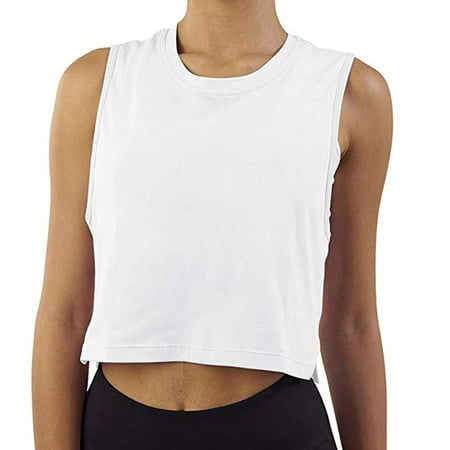 GWAABD Slits Crop Cami Shirt Workout Top Yoga Sleeveless Racerback Tank Crop Women Solid Women S Blouse