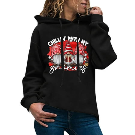GWAABD Women S Long Sleeve Women Casual Print Hoodie Long Sleeve Solid Color Sweatshirt